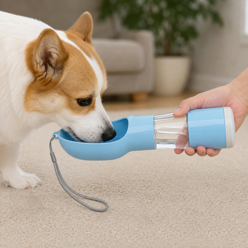 🐶 Botella portátil 4 en 1 para perritos y gatitos activos