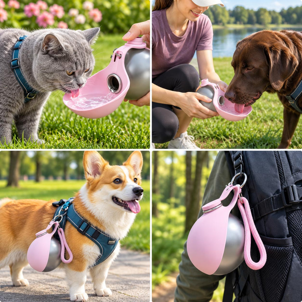 🐶 Botella portátil de acero inoxidable para perritos que aman jugar