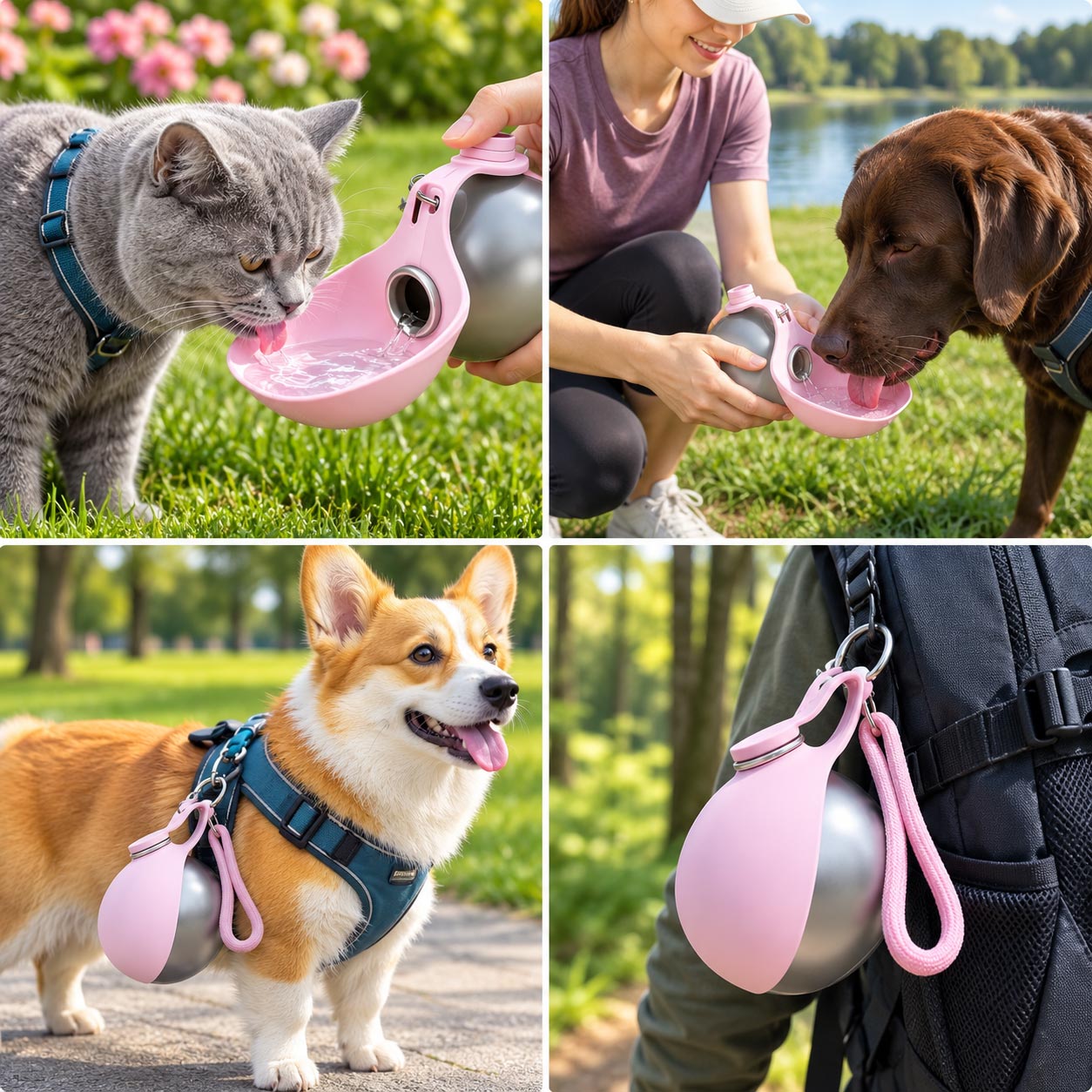 🐶 Botella portátil de acero inoxidable para perritos que aman jugar