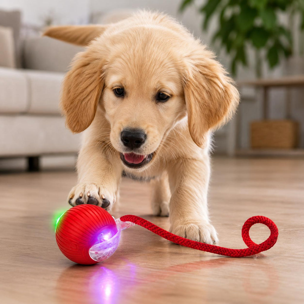 🐱🐶 Pelota interactiva LED con cuerda para perritos y gatitos juguetones